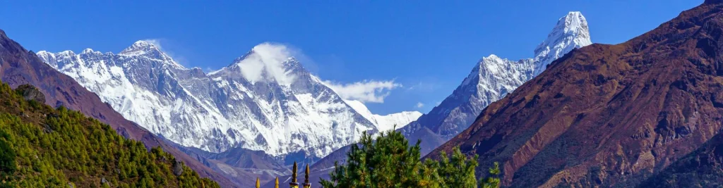 Namche Bazaar the Sherpa hub with Everest in view.